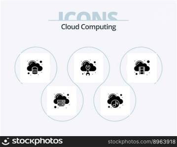 Cloud Computing Glyph Icon Pack 5 Icon Design. movie. tool. cloud. repair. cloud