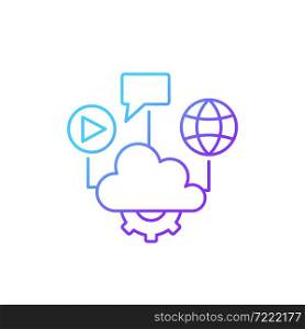 Cloud computing gradient linear vector icon. Files storage and sharing. Computing services delivering. Virtual server. Thin line color symbol. Modern style pictogram. Vector isolated outline drawing. Cloud computing gradient linear vector icon