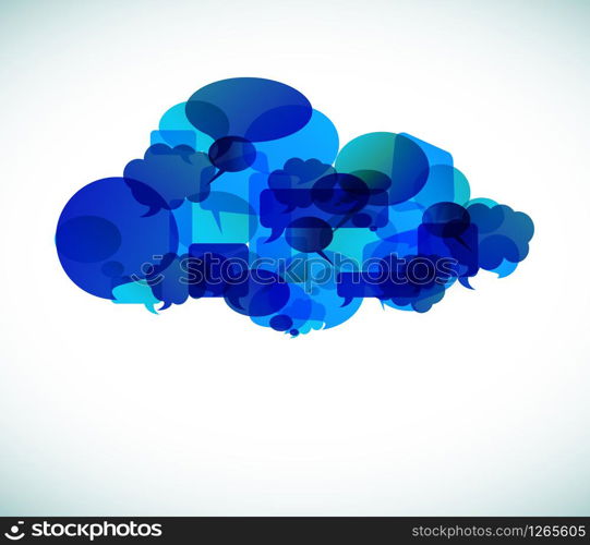 Cloud computing icon made from blue speech bubbles - vector illustration