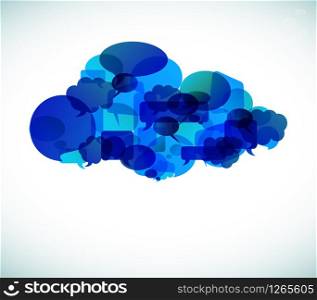Cloud computing icon made from blue speech bubbles - vector illustration