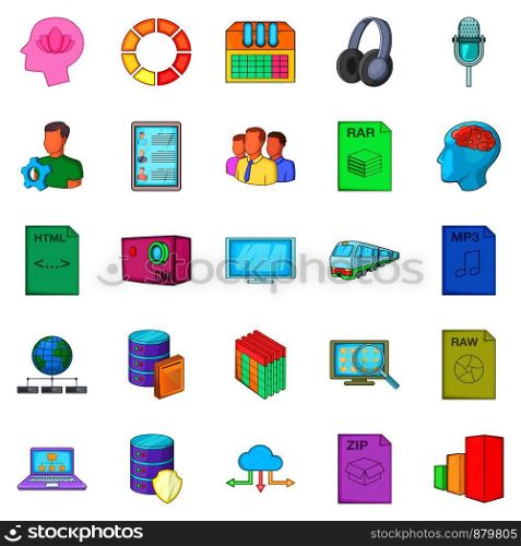 Cloud computing icons set. Cartoon set of 25 cloud computing vector icons for web isolated on white background. Cloud computing icons set, cartoon style