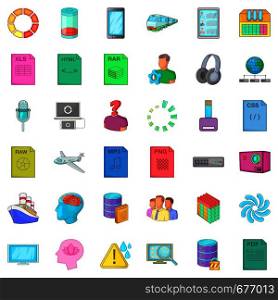 Cloud computing icons set. Cartoon style of 36 cloud computing vector icons for web isolated on white background. Cloud computing icons set, cartoon style