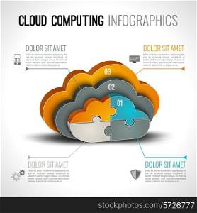 Cloud computing infographics set with 3d chart and data elements vector illustration