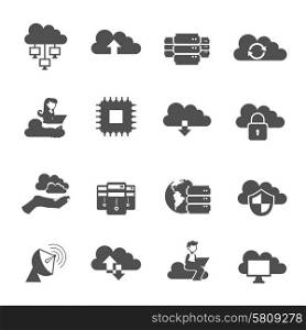 Cloud computing internet technologies black icons set isolated vector illustration. Cloud Computing Icons