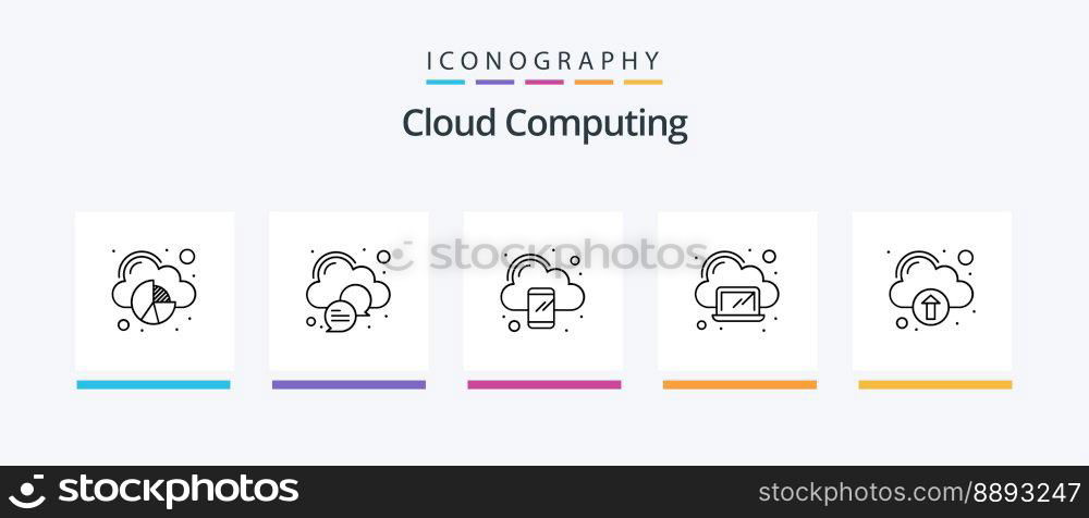 Cloud Computing Line 5 Icon Pack Including computing. cloud. storage. cloud. Creative Icons Design