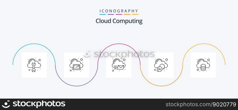 Cloud Computing Line 5 Icon Pack Including data. cloud. message. chat