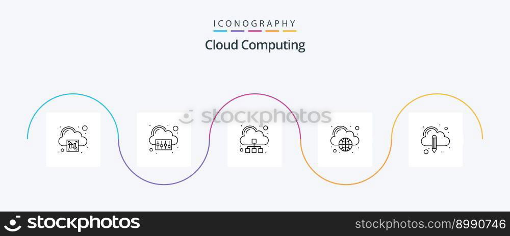 Cloud Computing Line 5 Icon Pack Including edit. cloud. globe. cloud computing