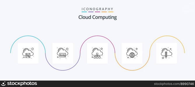 Cloud Computing Line 5 Icon Pack Including edit. cloud. globe. cloud computing