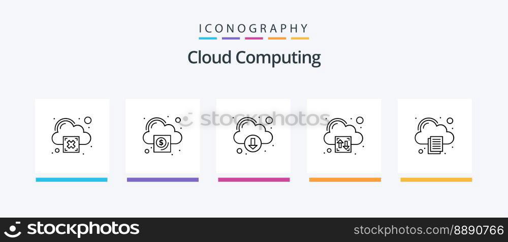 Cloud Computing Line 5 Icon Pack Including search. cloud. cloud computing. cloud. pencil. Creative Icons Design