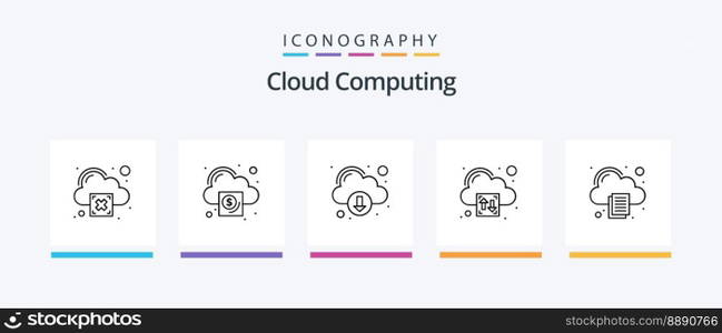 Cloud Computing Line 5 Icon Pack Including search. cloud. cloud computing. cloud. pencil. Creative Icons Design