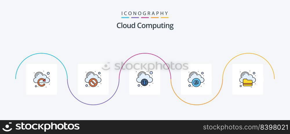 Cloud Computing Line Filled Flat 5 Icon Pack Including folder. server. technology. network. cloud
