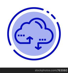 Cloud, Computing, Link, Data Blue Dotted Line Line Icon