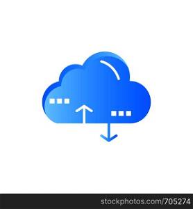 Cloud, Computing, Link, Data Flat Color Icon. Vector icon banner Template