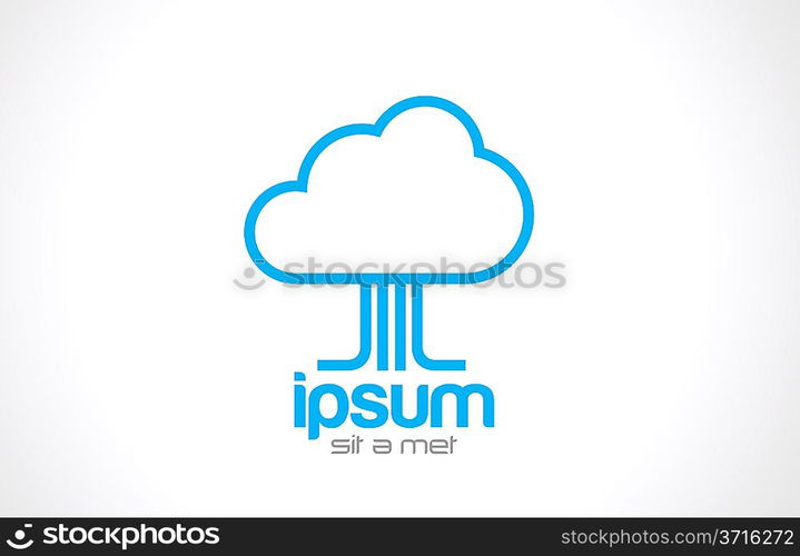Cloud computing logo template. Technology data transfer idea. Cloud tree concept. Vector icon.