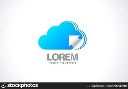 Cloud computing logo template. Transferring data icon. Upload and download info concept. Vector. Editable.