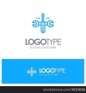Cloud, Computing, Screwdriver, Tooling Blue Logo Line Style