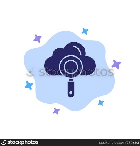 Cloud, Computing, Search, Find Blue Icon on Abstract Cloud Background