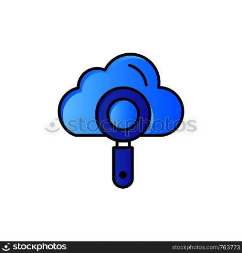 Cloud, Computing, Search, Find Flat Color Icon. Vector icon banner Template