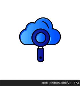 Cloud, Computing, Search, Find Flat Color Icon. Vector icon banner Template