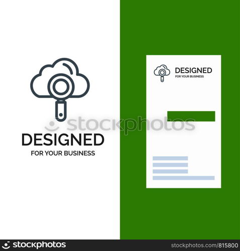 Cloud, Computing, Search, Find Grey Logo Design and Business Card Template