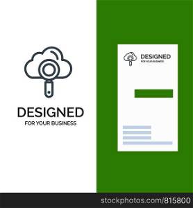 Cloud, Computing, Search, Find Grey Logo Design and Business Card Template