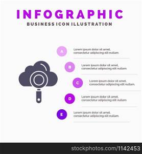 Cloud, Computing, Search, Find Infographics Presentation Template. 5 Steps Presentation