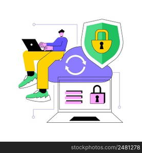 Cloud computing security abstract concept vector illustration. Cloud information security system, data protection service, safety architecture, network computing, storage access abstract metaphor.. Cloud computing security abstract concept vector illustration.