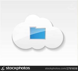 Cloud computing. Symbol of clouds and folder with documents. Concept of storing and transmitting information