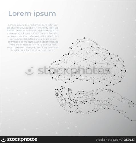 Cloud computing tchnology concept. digital internet connection on white and grey background.