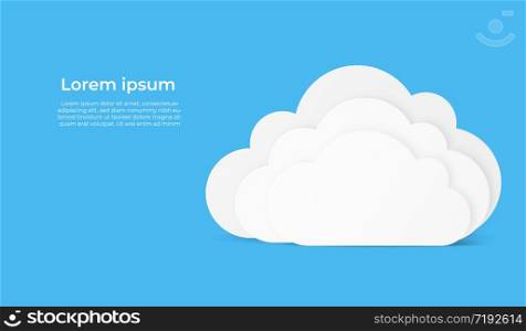 Cloud computing technology with bank white cloud shape. paper art vector illustration