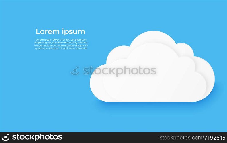 Cloud computing technology with bank white cloud shape. paper art vector illustration