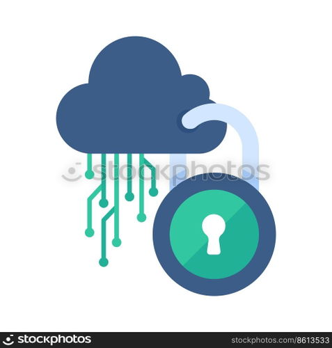 Cloud Computing. The padlock that locks the clouds. The concept of preventing data loss on the network.