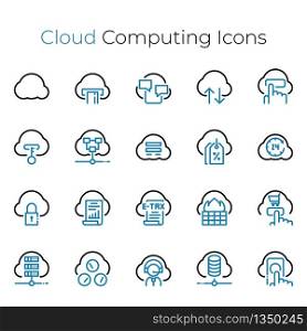 Cloud Computing thin line icons set. Vector illustration