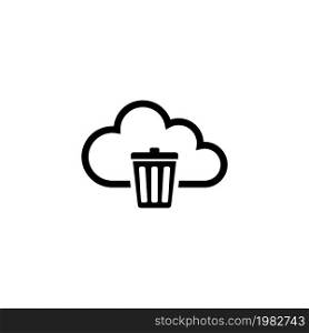 Cloud Computing Trash Bin. Flat Vector Icon. Simple black symbol on white background. Cloud Computing Trash Bin Flat Vector Icon