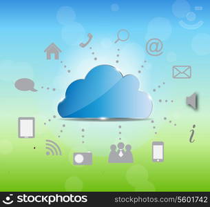 Cloud computing vector illustration on nature background. Vector illustration.