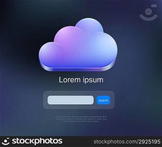 Cloud computing web concept. Search in the clouds. Website template. Vector. Editable.