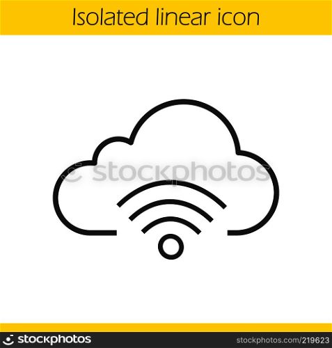 Cloud computing wifi connection linear icon. Thin line illustration. Wifi signal contour symbol. Vector isolated outline drawing. Cloud computing wifi connection linear icon