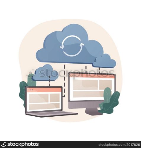 Cloud connection abstract concept vector illustration. Connectivity method, remote central storage, online data transfer, database connection, internet, secure cloud service abstract metaphor.. Cloud connection abstract concept vector illustration.