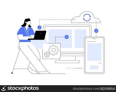 Cloud connection abstract concept vector illustration. Connectivity method, remote central storage, online data transfer, database connection, internet, secure cloud service abstract metaphor.. Cloud connection abstract concept vector illustration.