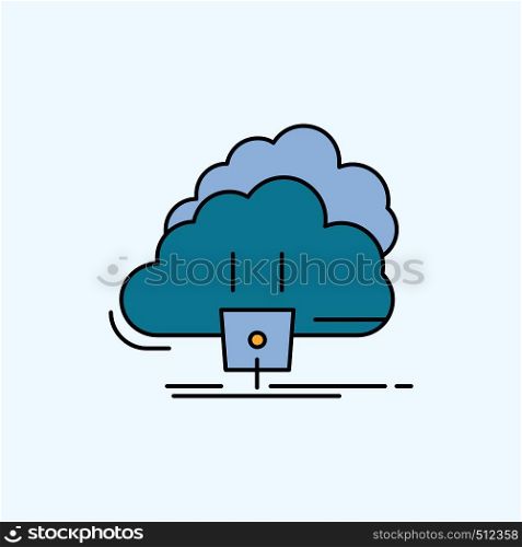 Cloud, connection, energy, network, power Flat Icon. green and Yellow sign and symbols for website and Mobile appliation. vector illustration. Vector EPS10 Abstract Template background
