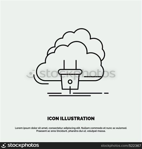 Cloud, connection, energy, network, power Icon. Line vector gray symbol for UI and UX, website or mobile application. Vector EPS10 Abstract Template background