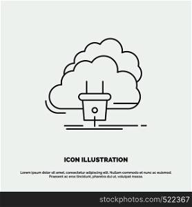 Cloud, connection, energy, network, power Icon. Line vector gray symbol for UI and UX, website or mobile application. Vector EPS10 Abstract Template background