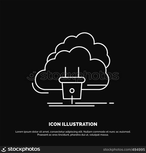 Cloud, connection, energy, network, power Icon. Line vector symbol for UI and UX, website or mobile application. Vector EPS10 Abstract Template background