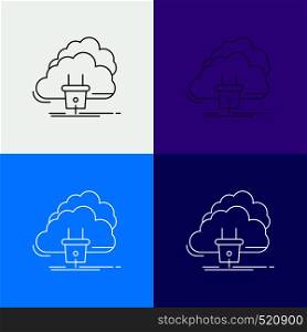 Cloud, connection, energy, network, power Icon Over Various Background. Line style design, designed for web and app. Eps 10 vector illustration. Vector EPS10 Abstract Template background