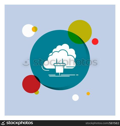 Cloud, connection, energy, network, power White Glyph Icon colorful Circle Background. Vector EPS10 Abstract Template background