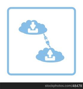 Cloud connection icon. Blue frame design. Vector illustration.