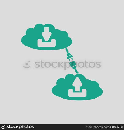 Cloud connection icon. Gray background with green. Vector illustration.