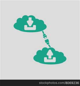 Cloud connection icon. Gray background with green. Vector illustration.