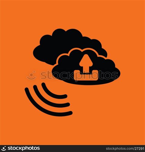 Cloud connection icon. Orange background with black. Vector illustration.