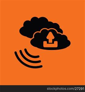 Cloud connection icon. Orange background with black. Vector illustration.